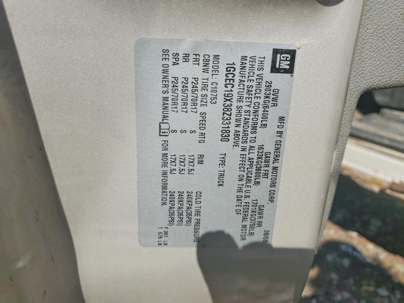 2008 Chevrolet Silverado მანქანა იყიდება აუქციონზე, vin: 1GCEC19X38Z331830, აუქციონის ნომერი: 63677816