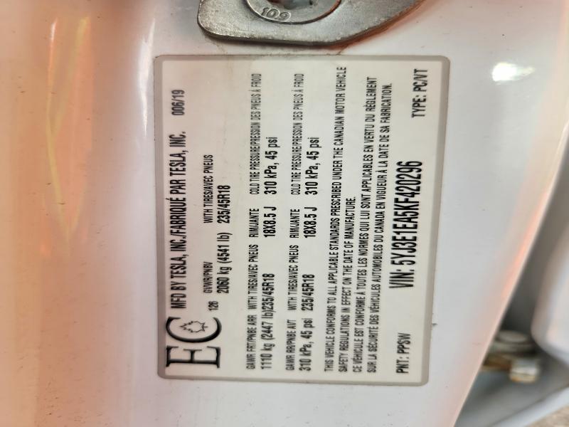 Продажа на аукционе авто 2019 Tesla Model 3, vin: 5YJ3E1EA5KF420296, номер лота: 63695696