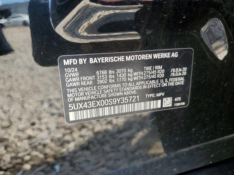 64071576 :رقم المزاد ، 5UX43EX00S9Y35721 vin ، 2025 Bmw X6 مزاد بيع