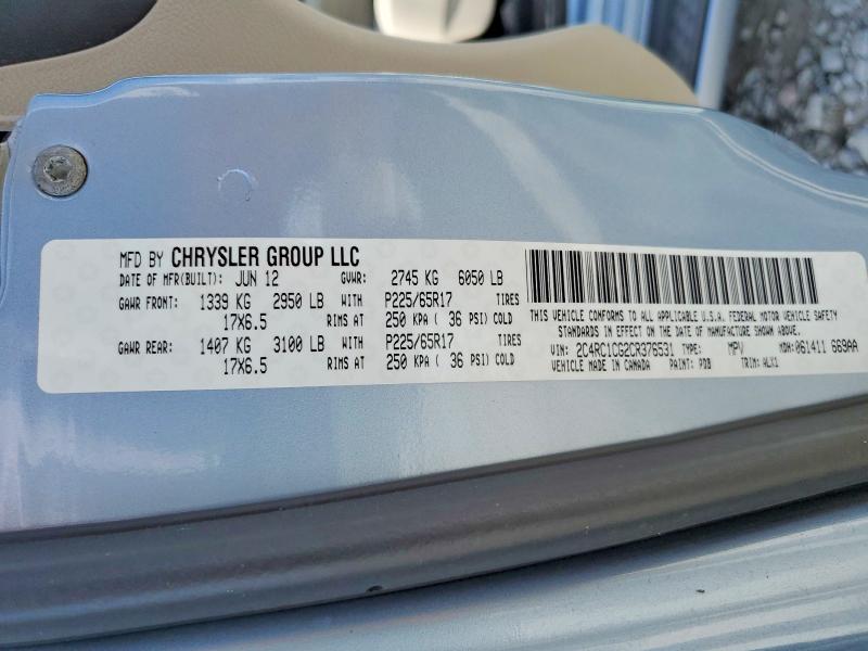 66193196 :رقم المزاد ، 2C4RC1CG2CR376531 vin ، 2012 Chrysler Town & Country مزاد بيع