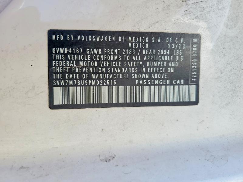 Продаж на аукціоні авто 2023 Volkswagen Jetta, vin: 3VW7M7BU9PM022515, номер лоту: 63784176