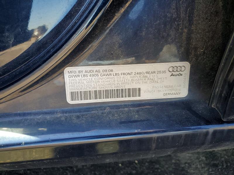 65820116 :رقم المزاد ، WAUSF78KX9N021716 vin ، 2009 Audi A4 مزاد بيع