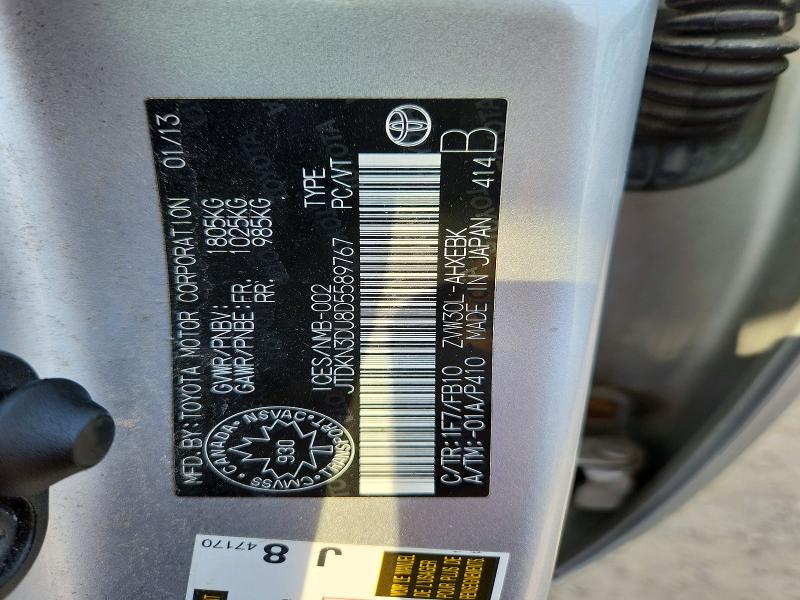Продаж на аукціоні авто 2013 Toyota Prius, vin: JTDKN3DU8D5589767, номер лоту: 61510266