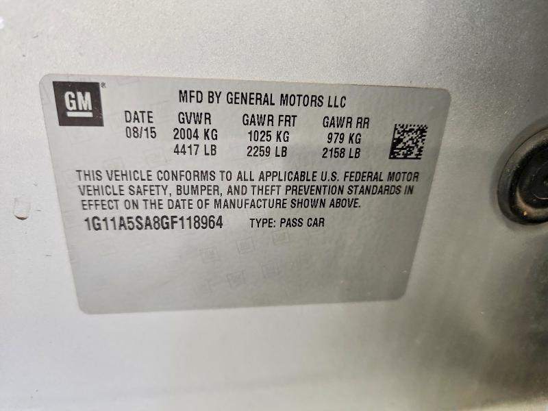 Продаж на аукціоні авто 2016 Chevrolet Malibu Limited, vin: 1G11A5SA8GF118964, номер лоту: 65095176