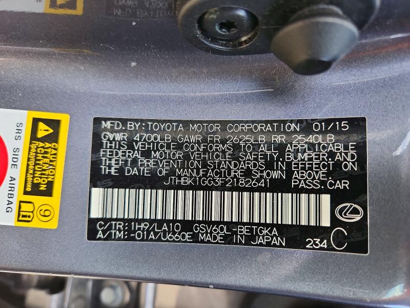 Продаж на аукціоні авто 2015 Lexus Es, vin: JTHBK1GG3F2182641, номер лоту: 64620026