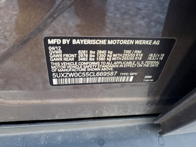 66583626 :رقم المزاد ، 5UXZW0C55CL669587 vin ، 2012 Bmw X5 مزاد بيع