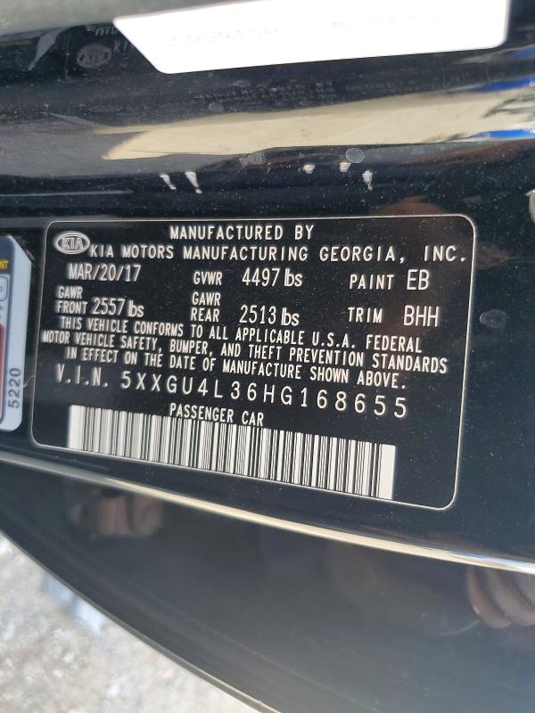 Продажа на аукционе авто 2017 Kia Optima, vin: 5XXGU4L36HG168655, номер лота: 66569656