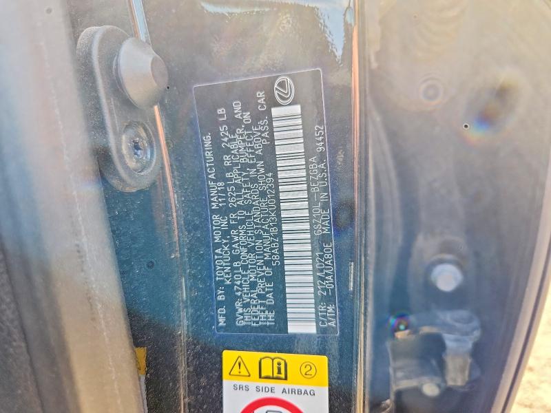 Aukcja sprzedaży 2019 Lexus Es, vin: 58ABZ1B13KU012394, numer aukcji: 60680756