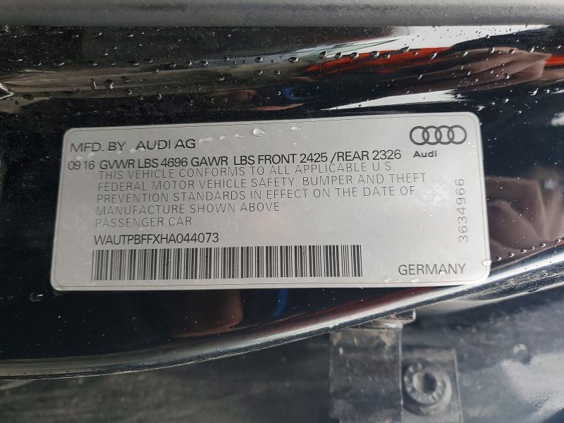 2017 Audi A3 მანქანა იყიდება აუქციონზე, vin: WAUTPBFFXHA044073, აუქციონის ნომერი: 67083056