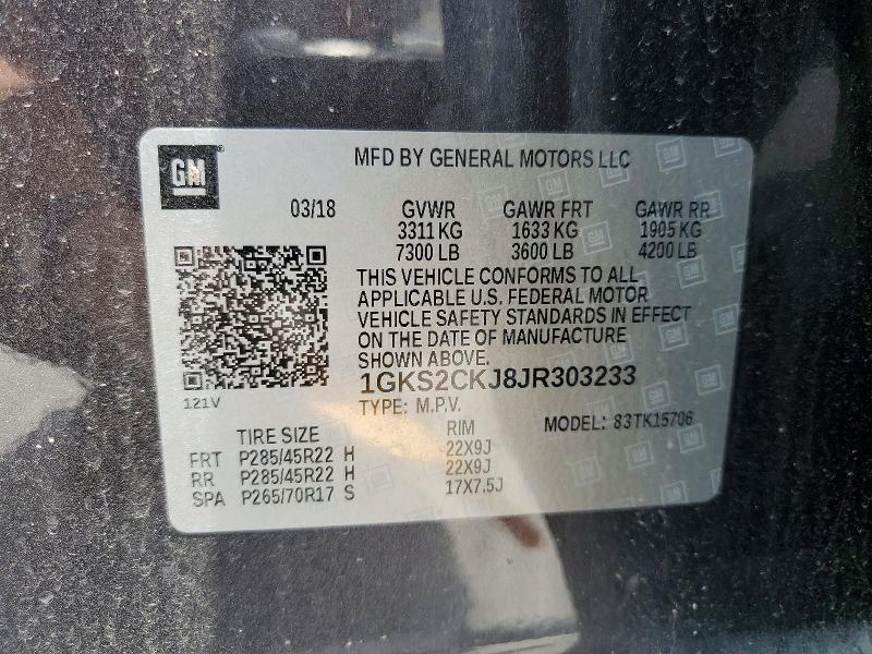 Продаж на аукціоні авто 2018 Gmc Yukon, vin: 1GKS2CKJ8JR303233, номер лоту: 63802096