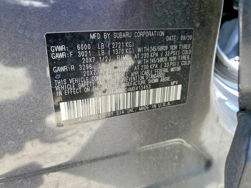 2021 Subaru Ascent მანქანა იყიდება აუქციონზე, vin: 4S4WMARD4M3413453, აუქციონის ნომერი: 65479026