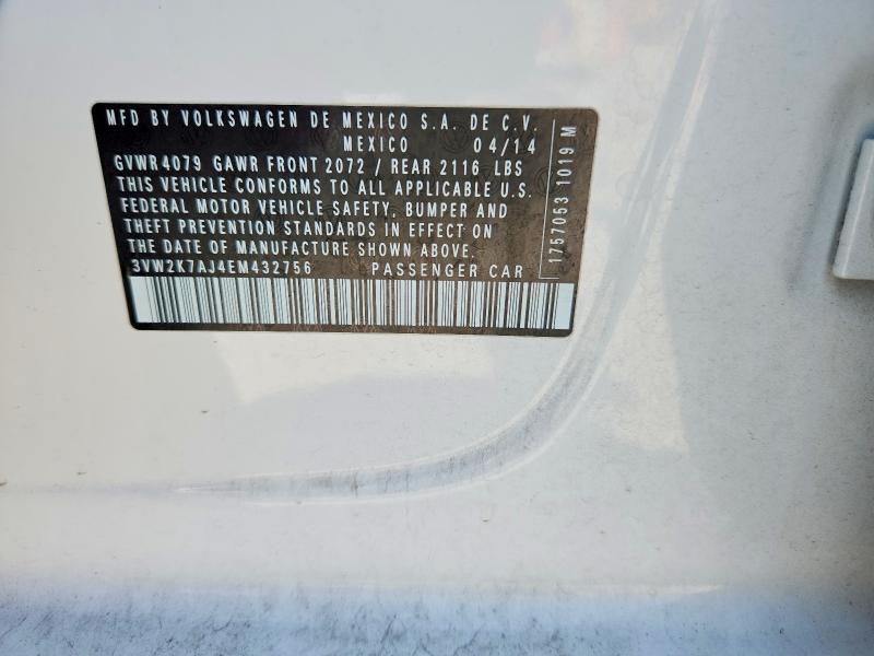 Aukcja sprzedaży 2014 Volkswagen Jetta, vin: 3VW2K7AJ4EM432756, numer aukcji: 64455526