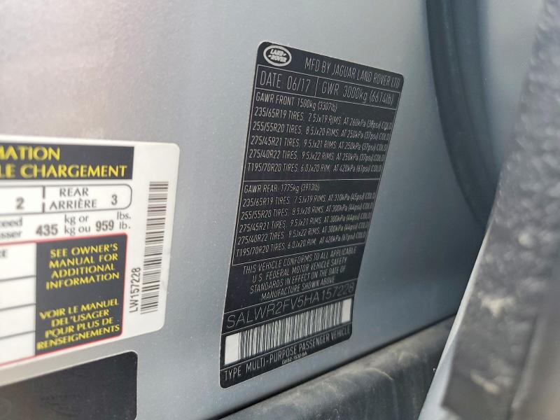 64785976 :رقم المزاد ، SALWR2FV5HA157228 vin ، 2017 Land Rover Range Rover Sport مزاد بيع