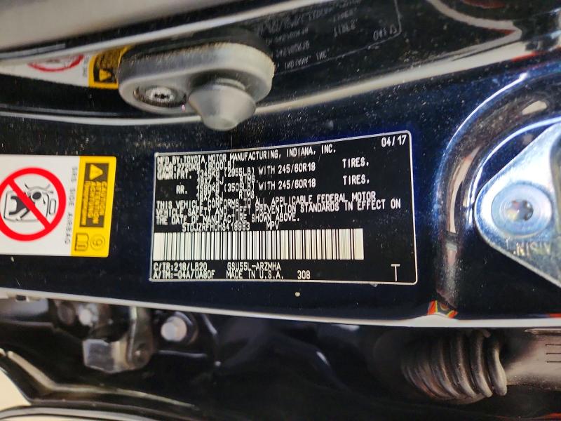 Aukcja sprzedaży 2017 Toyota Highlander, vin: 5TDJZRFH0HS418983, numer aukcji: 66921316