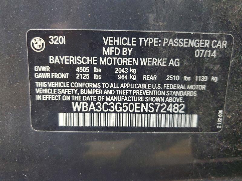 Продаж на аукціоні авто 2014 Bmw 320, vin: WBA3C3G50ENS72482, номер лоту: 66970976