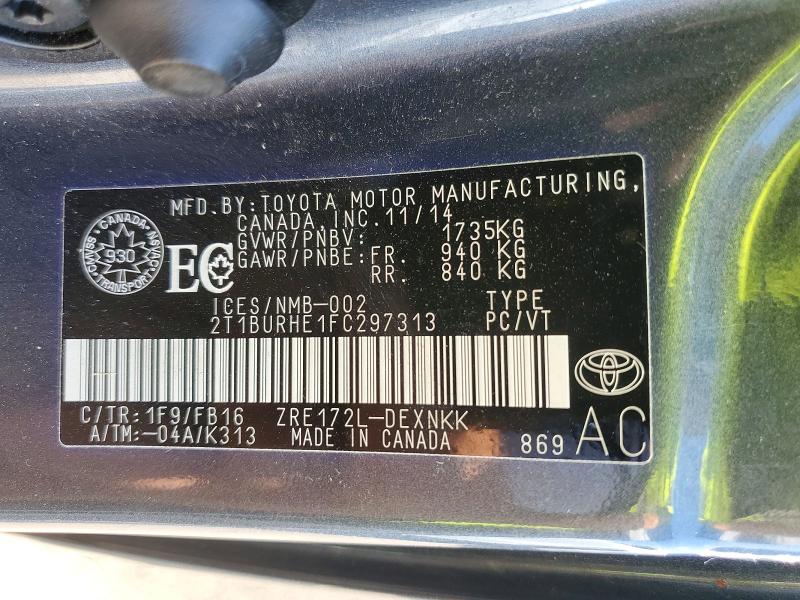 Продаж на аукціоні авто 2015 Toyota Corolla, vin: 2T1BURHE1FC297313, номер лоту: 65827866