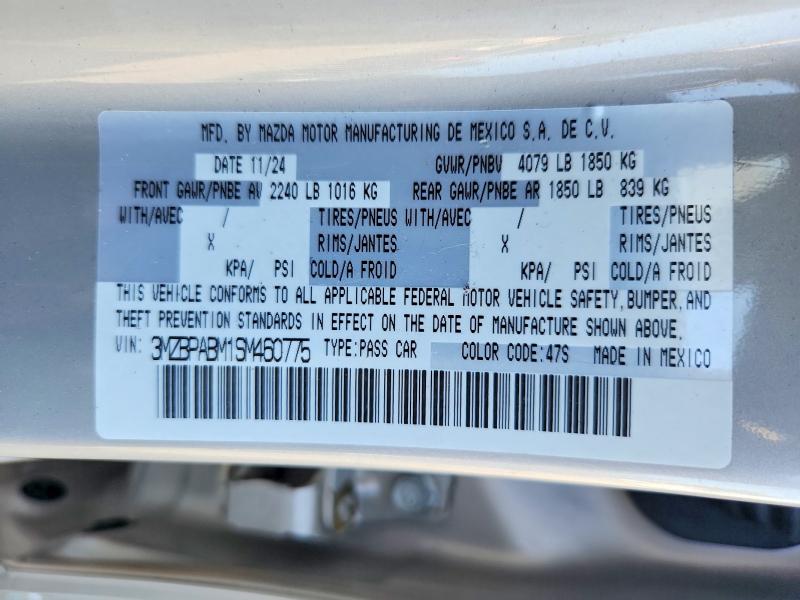 Продажа на аукционе авто 2025 Mazda 3, vin: 3MZBPABM1SM460775, номер лота: 64113546