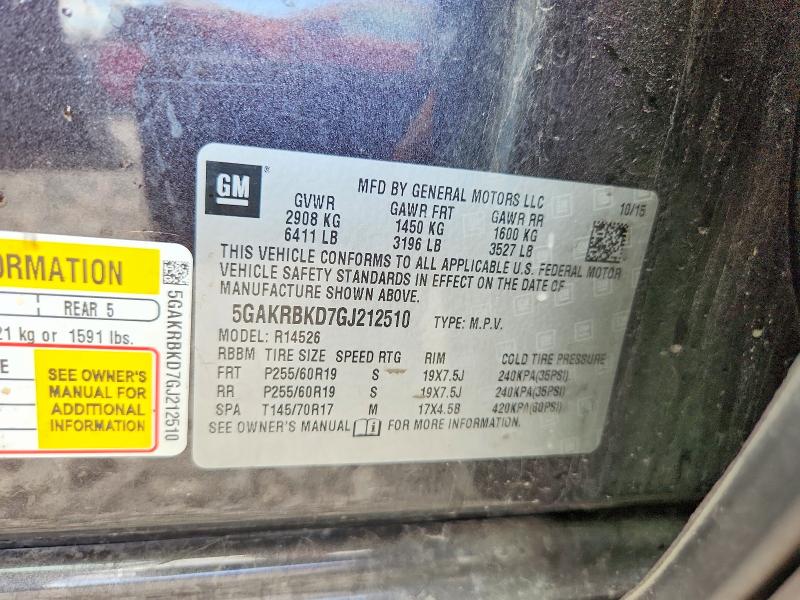 Aukcja sprzedaży 2016 Buick Enclave, vin: 5GAKRBKD7GJ212510, numer aukcji: 64480876