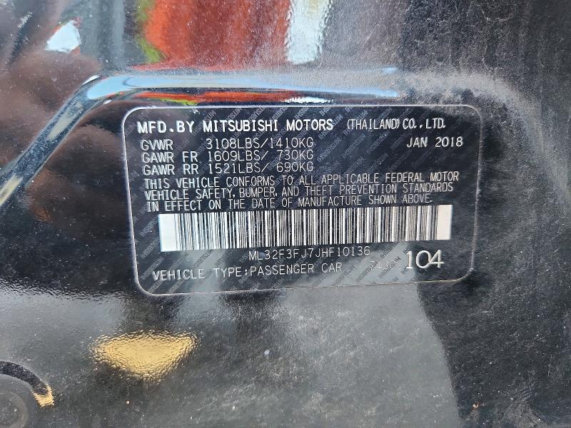 2018 Mitsubishi Mirage მანქანა იყიდება აუქციონზე, vin: ML32F3FJ7JHF10136, აუქციონის ნომერი: 63667216
