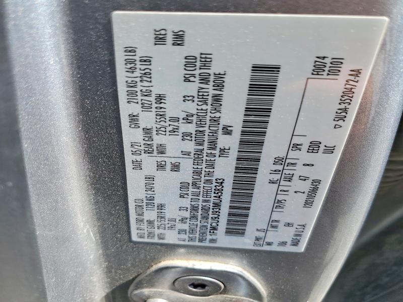 65918096 :رقم المزاد ، 1FMCU9J93MUA58343 vin ، 2021 Ford Escape مزاد بيع