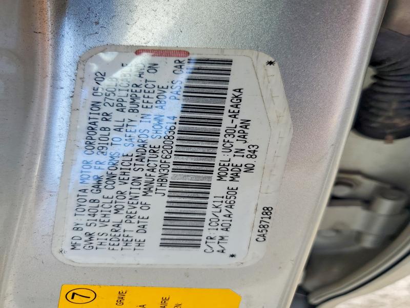 64071046 :رقم المزاد ، JTHBN30F620083614 vin ، 2002 Lexus Ls مزاد بيع