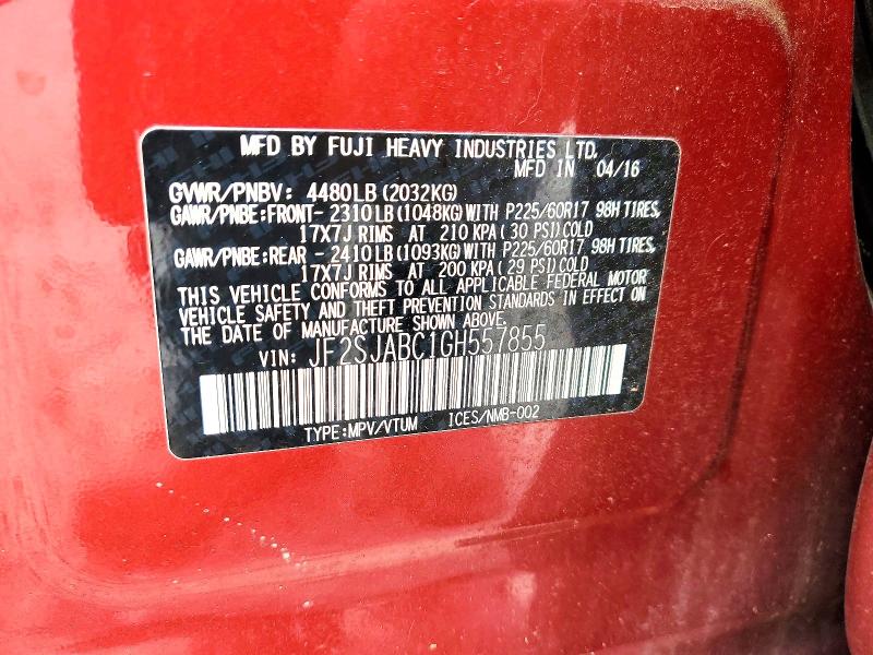Продаж на аукціоні авто 2016 Subaru Forester, vin: JF2SJABC1GH557855, номер лоту: 62905086