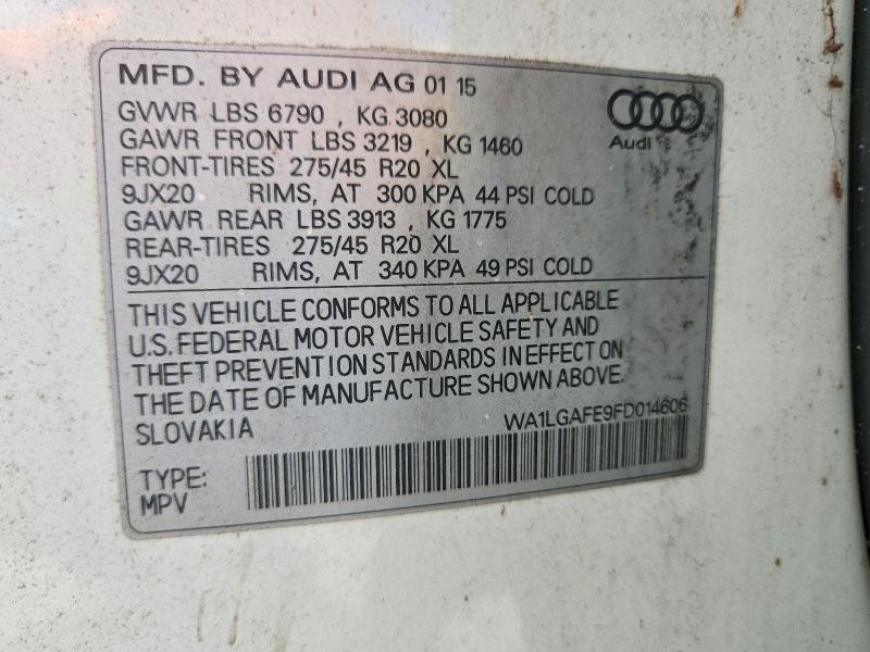 Aukcja sprzedaży 2015 Audi Q7, vin: WA1LGAFE9FD014606, numer aukcji: 65649086