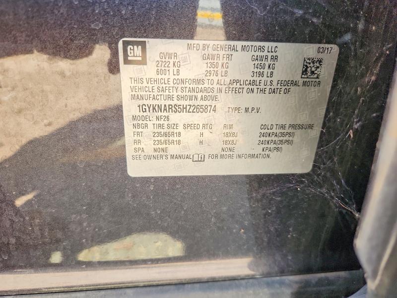 2017 Cadillac Xt5 მანქანა იყიდება აუქციონზე, vin: 1GYKNARS5HZ265874, აუქციონის ნომერი: 64469796