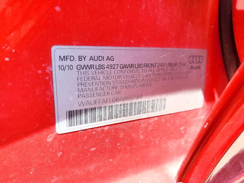 63581766 :رقم المزاد ، WAUFFAFL0BA055784 vin ، 2011 Audi A4 مزاد بيع