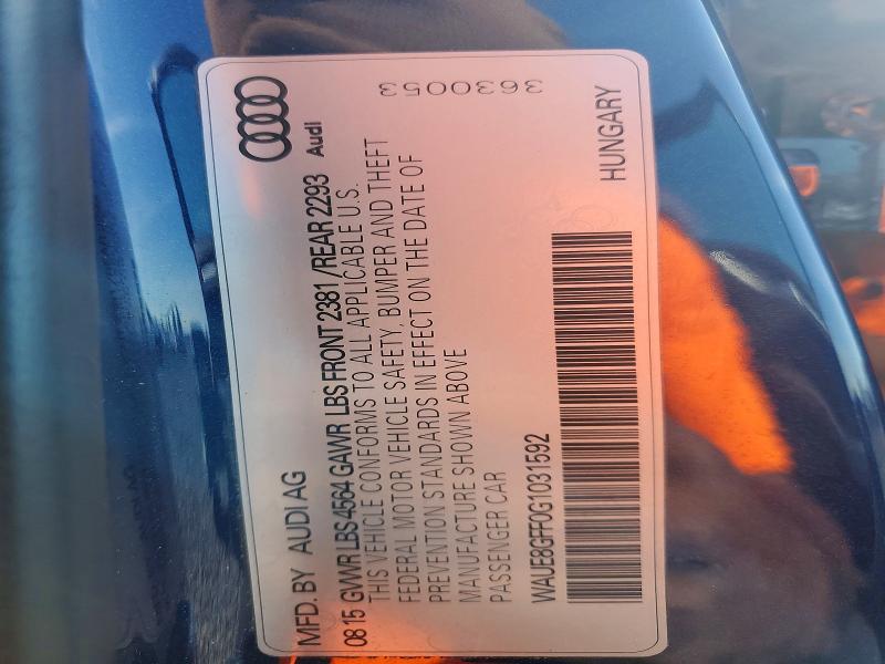 Aukcja sprzedaży 2016 Audi A3, vin: WAUE8GFF0G1031592, numer aukcji: 62840206