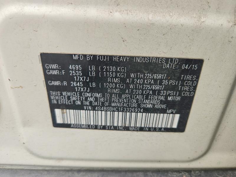 Aukcja sprzedaży 2015 Subaru Outback, vin: 4S4BSBHC1F3326924, numer aukcji: 65492216