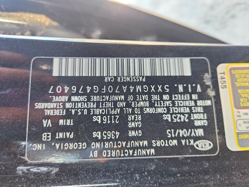 Aukcja sprzedaży 2015 Kia Optima, vin: 5XXGM4A70FG476407, numer aukcji: 65555506