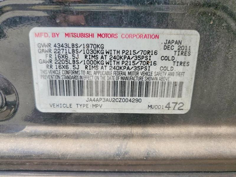 Aukcja sprzedaży 2012 Mitsubishi Outlander Sport, vin: JA4AP3AU2CZ004290, numer aukcji: 65855736
