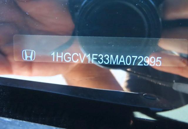 2021 Honda Accord მანქანა იყიდება აუქციონზე, vin: 1HGCV1F33MA072995, აუქციონის ნომერი: 65019696