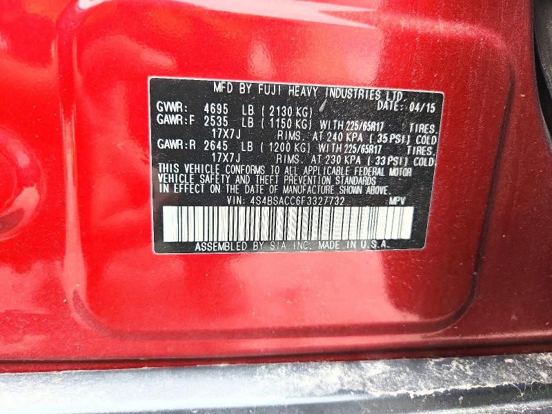 66936036 :رقم المزاد ، 4S4BSACC6F3327732 vin ، 2015 Subaru Outback مزاد بيع