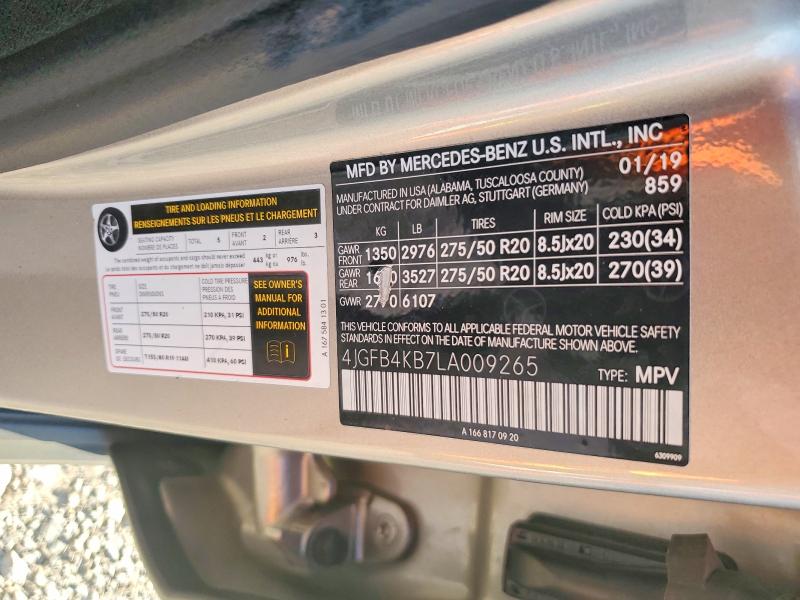 Aukcja sprzedaży 2020 Mercedes-benz Gle, vin: 4JGFB4KB7LA009265, numer aukcji: 65439316
