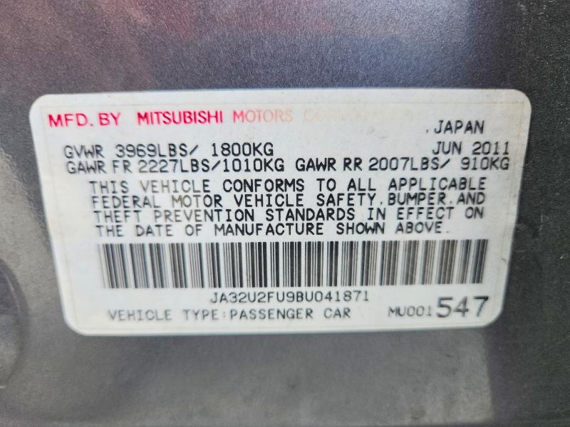 Продажа на аукционе авто 2011 Mitsubishi Lancer, vin: JA32U2FU9BU041871, номер лота: 56624046