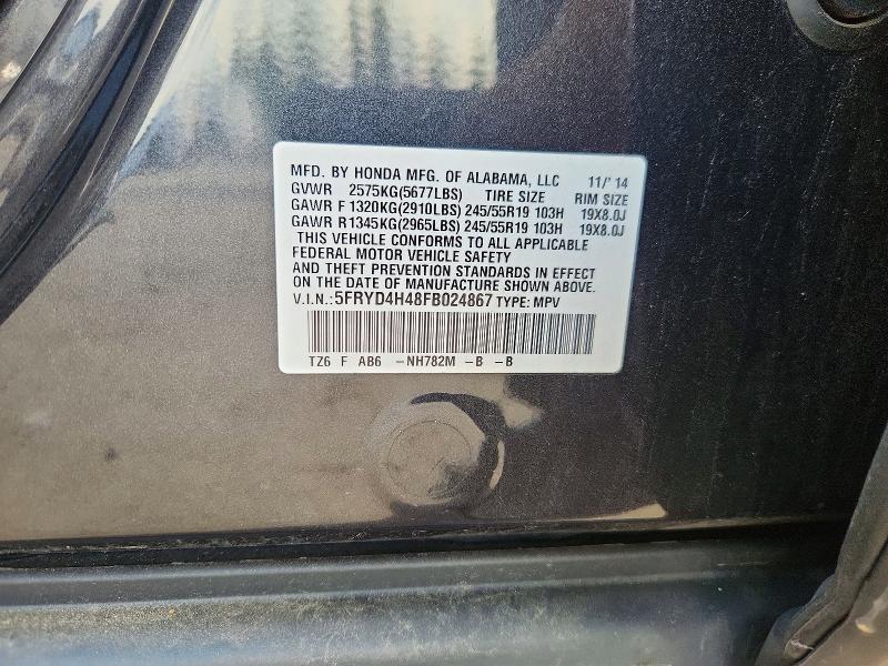 Aukcja sprzedaży 2015 Acura Mdx, vin: 5FRYD4H48FB024867, numer aukcji: 64034996