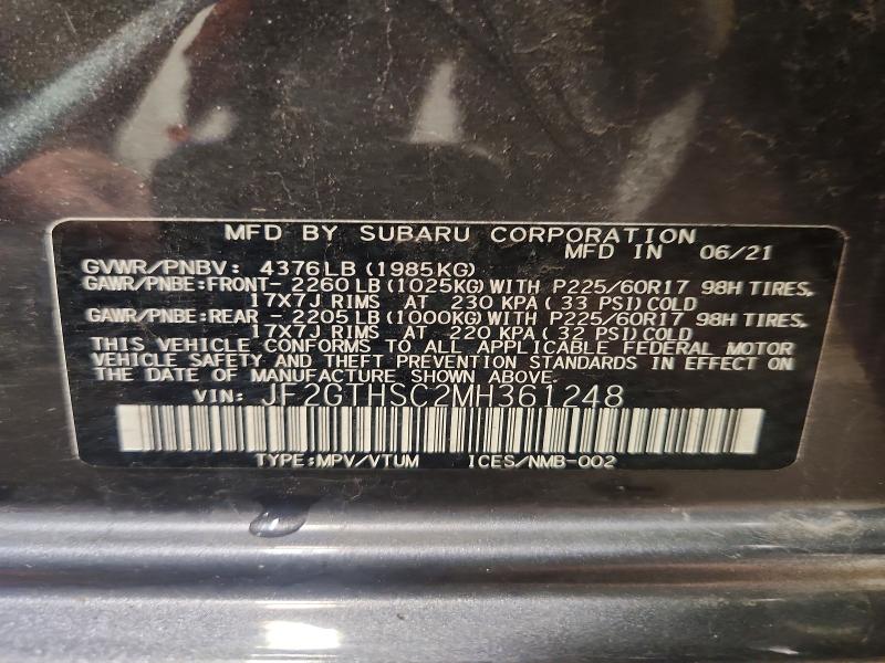 Aukcja sprzedaży 2021 Subaru Crosstrek, vin: JF2GTHSC2MH361248, numer aukcji: 63679066