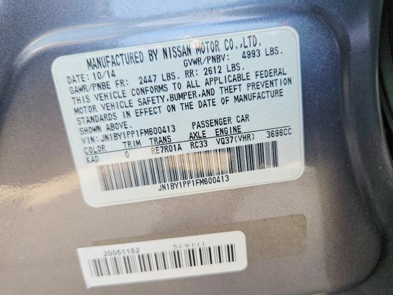 Aukcja sprzedaży 2015 Infiniti Q70l, vin: JN1BY1PP1FM600413, numer aukcji: 64126746