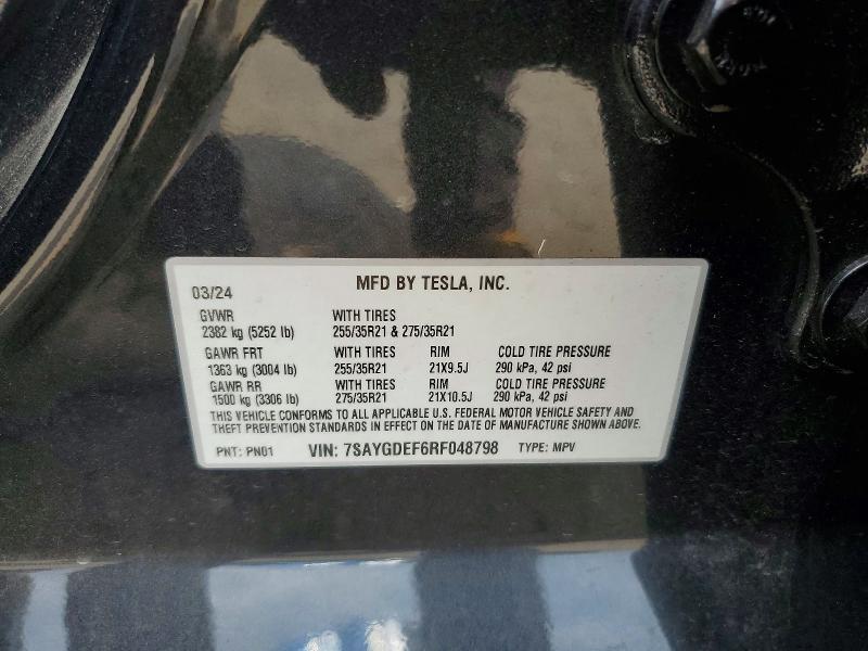 Aukcja sprzedaży 2024 Tesla Model Y, vin: 7SAYGDEF6RF048798, numer aukcji: 65890536
