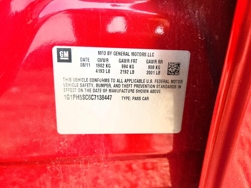 Aukcja sprzedaży 2012 Chevrolet Cruze, vin: 1G1PH5SC6C7138447, numer aukcji: 65848186
