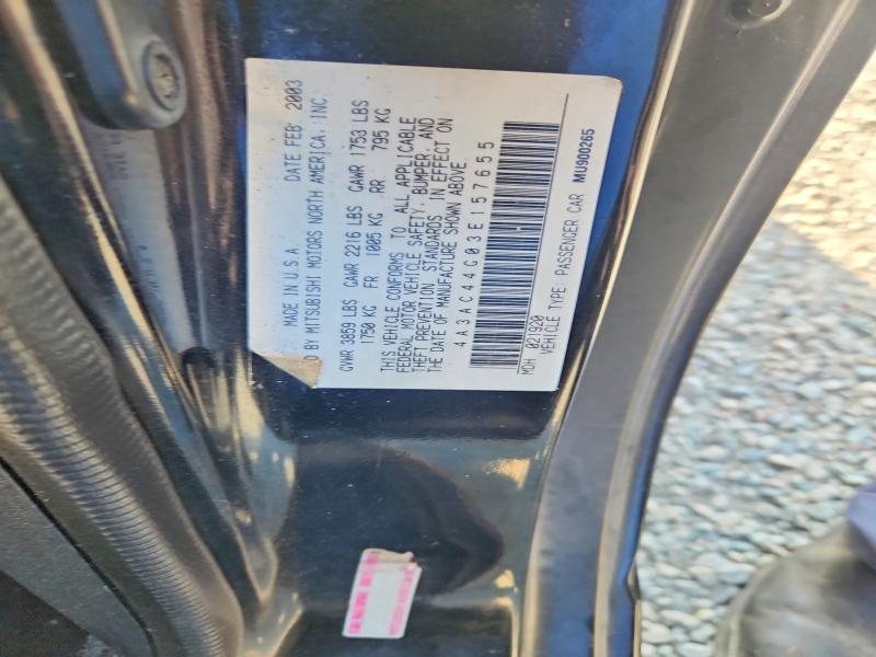 64343006 :رقم المزاد ، 4A3AC44G03E157655 vin ، 2003 Mitsubishi Eclipse مزاد بيع
