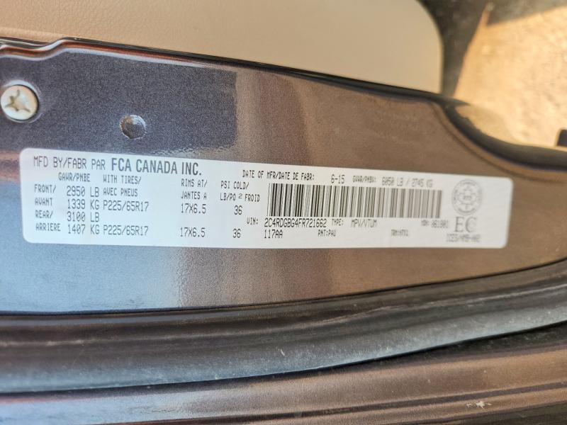 65169806 :رقم المزاد ، 2C4RDGBG4FR721662 vin ، 2015 Dodge Grand Caravan مزاد بيع