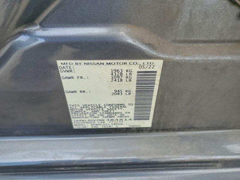 66365846 :رقم المزاد ، 1N4BL4DV2NN384814 vin ، 2022 Nissan Altima مزاد بيع