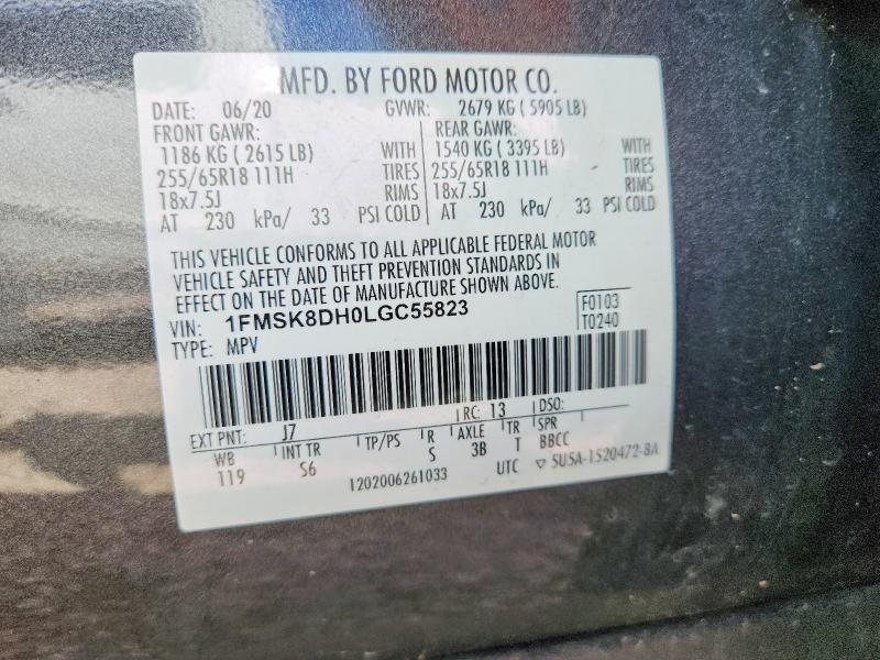 Продажа на аукционе авто 2020 Ford Explorer, vin: 1FMSK8DH0LGC55823, номер лота: 66939206