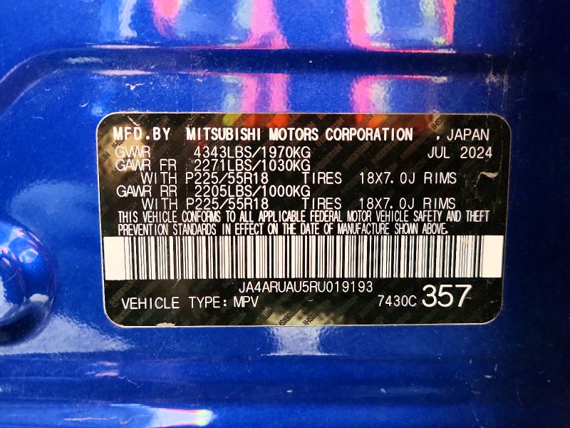 2024 Mitsubishi Outlander Sport მანქანა იყიდება აუქციონზე, vin: JA4ARUAU5RU019193, აუქციონის ნომერი: 65645206