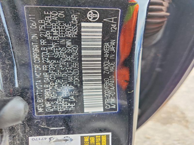 Продаж на аукціоні авто 2011 Toyota Prius, vin: JTDKN3DU5B1378420, номер лоту: 65287356