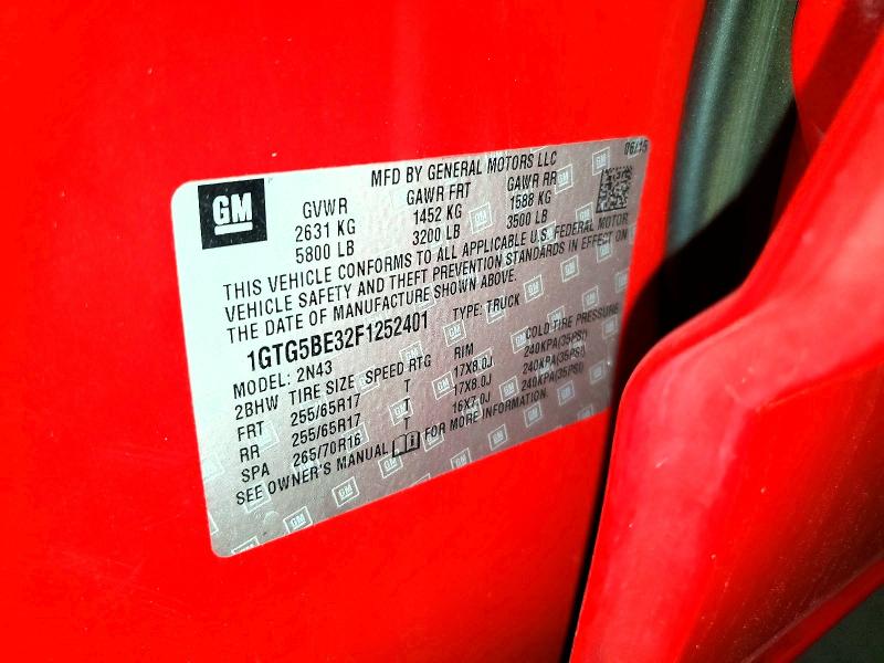 65182246 :رقم المزاد ، 1GTG5BE32F1252401 vin ، 2015 Gmc Canyon مزاد بيع