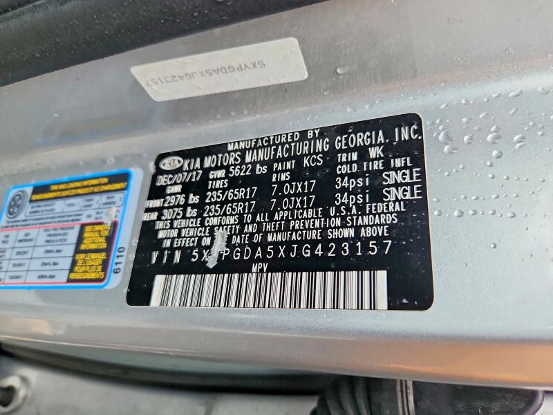 Aukcja sprzedaży 2018 Kia Sorento, vin: 5XYPGDA5XJG423157, numer aukcji: 66622906